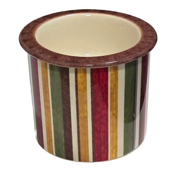 Pier1 Hand-Painted Round Fall Colors Cold/Hot Sauce Dip Bowl & Cannister 2Piece - Picture 4 of 6